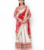 Red Embroidered Georgette Semi Stitched Lehenga