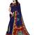 Navy blue printed cotton silk saree with blouse