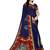 Navy blue printed cotton silk saree with blouse