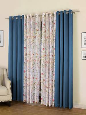 ROSARA HOME Erba Grace Voile Pack of 4 Door Curtains 1