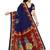 Navy blue printed cotton silk saree with blouse