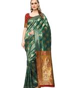 Green Woven Poly Silk Saree With Blouse