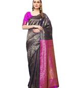 Navy Blue Woven art silk  Saree With Blouse