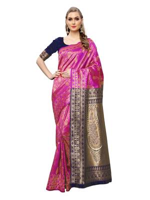 Pink Woven art silk  Saree With Blouse 1