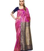 Pink Woven art silk  Saree With Blouse
