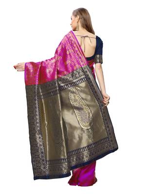 Pink Woven art silk  Saree With Blouse 3