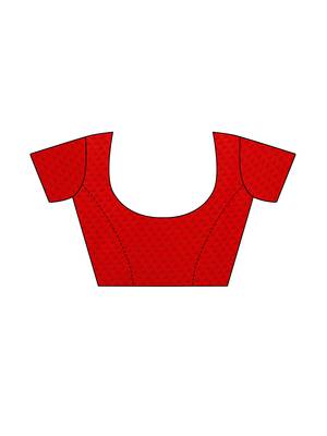 Red Printed Georgette Saree With Blouse 4