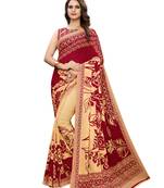 Red Printed Georgette Saree With Blouse