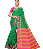Green Woven Chanderi Saree With Blouse