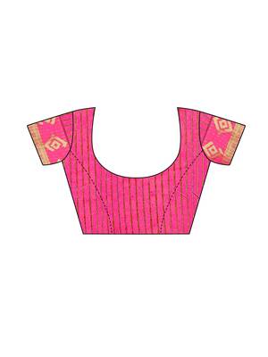 Green Woven Chanderi Saree With Blouse 4