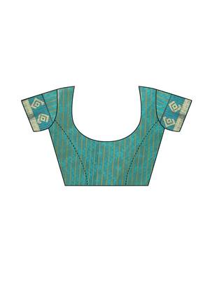 Orange Woven Chanderi Saree With Blouse 4