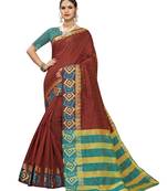 Maroon Woven Chanderi Saree With Blouse