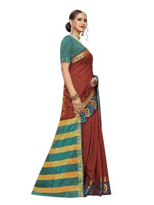 Maroon Woven Chanderi Saree With Blouse 2