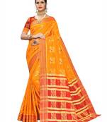Yellow Woven Poly Silk Saree With Blouse