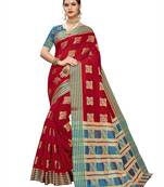 Red Woven Poly Silk Saree With Blouse