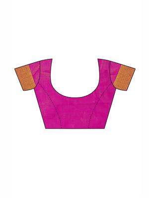 Pink Printed Cotton Saree With Blouse 4