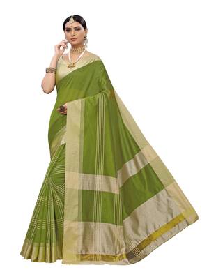 Light Green Woven Poly Silk Saree With Blouse 1