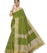 Light Green Woven Poly Silk Saree With Blouse