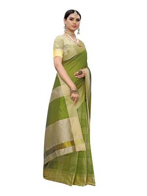 Light Green Woven Poly Silk Saree With Blouse 2