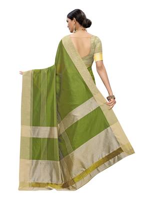 Light Green Woven Poly Silk Saree With Blouse 3