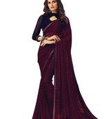 Navy Blue Printed Chiffon Saree With Blouse
