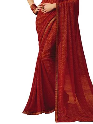 Ruby Printed Chiffon Saree With Blouse 3