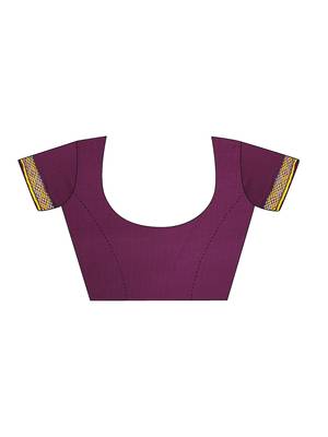 Purple Printed Chiffon Saree With Blouse 4