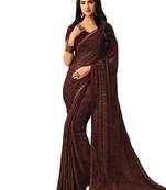 Burgundy Printed Chiffon Saree With Blouse