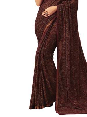 Burgundy Printed Chiffon Saree With Blouse 3