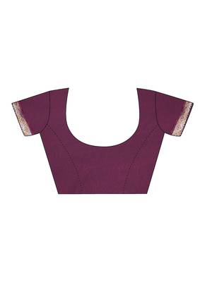 Burgundy Printed Chiffon Saree With Blouse 4