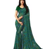 Light Green Printed Chiffon Saree With Blouse
