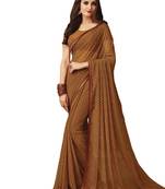 Mustard Printed Chiffon Saree With Blouse