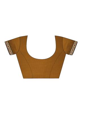 Mustard Printed Chiffon Saree With Blouse 4