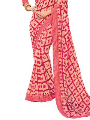 Light Pink Printed Georgette Saree With Blouse 3