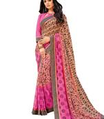 Pink Printed Georgette Saree With Blouse