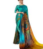 Green Printed Chiffon Saree With Blouse