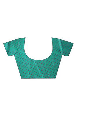 Green Printed Chiffon Saree With Blouse 4