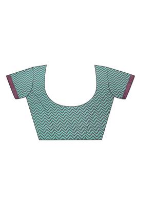 Teal Printed Georgette Saree With Blouse 4
