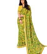 Yellow Printed Georgette Saree With Blouse
