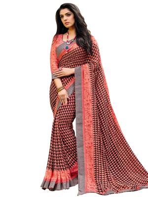 Coral Printed Georgette Saree With Blouse 1