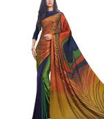 Multicolor Printed Chiffon Saree With Blouse