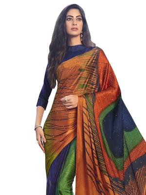 Multicolor Printed Chiffon Saree With Blouse 2