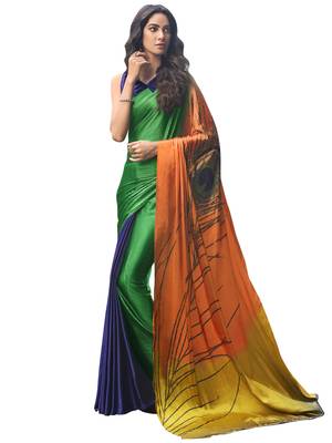 Multicolor Printed Chiffon Saree With Blouse 1