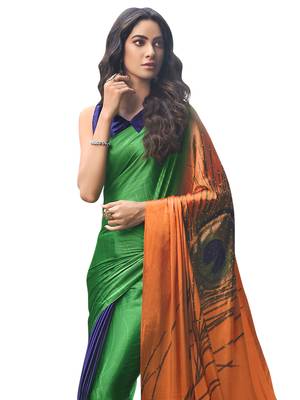 Multicolor Printed Chiffon Saree With Blouse 2