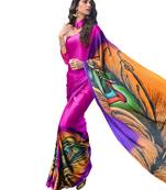 Pink Printed Chiffon Saree With Blouse