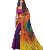 Pink Printed Chiffon Saree With Blouse