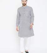 Grey Woven Pure Cotton Men Kurtas