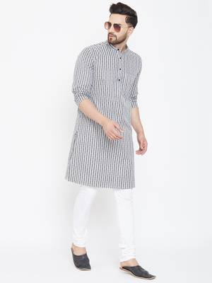 Grey Woven Pure Cotton Men Kurtas 2