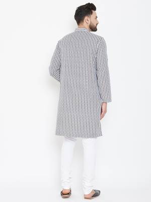 Grey Woven Pure Cotton Men Kurtas 3