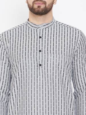 Grey Woven Pure Cotton Men Kurtas 5